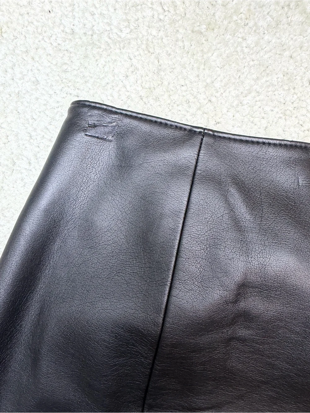 Michael Kors Black Faux Leather A-Line Skirt with Ring Detail